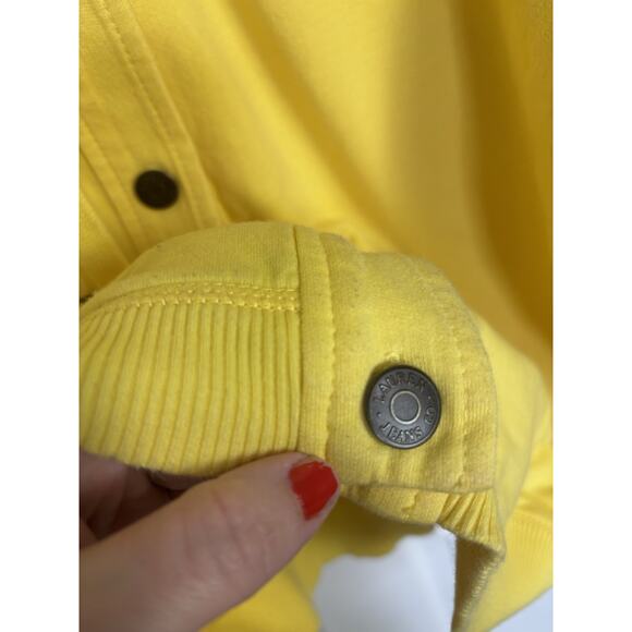 Y2K LRL Lauren Jeans Co Yellow Button Up Hoodie Crest Size Large Preppy Casual - Picture 4 of 6